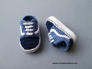 Crochet baby sneakers, Ozana booties, blue colors