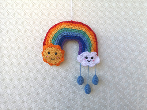Crochet Pattern Rainbow Wall Hanging, Rainbow wall art